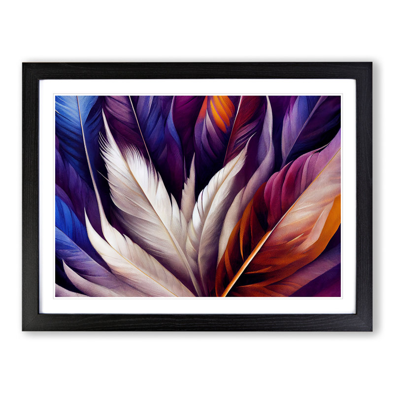 Exhilarating Bird Feathers - Single Picture Frame Painting, Black Framed, 46cm H x 64cm W x 2cm D