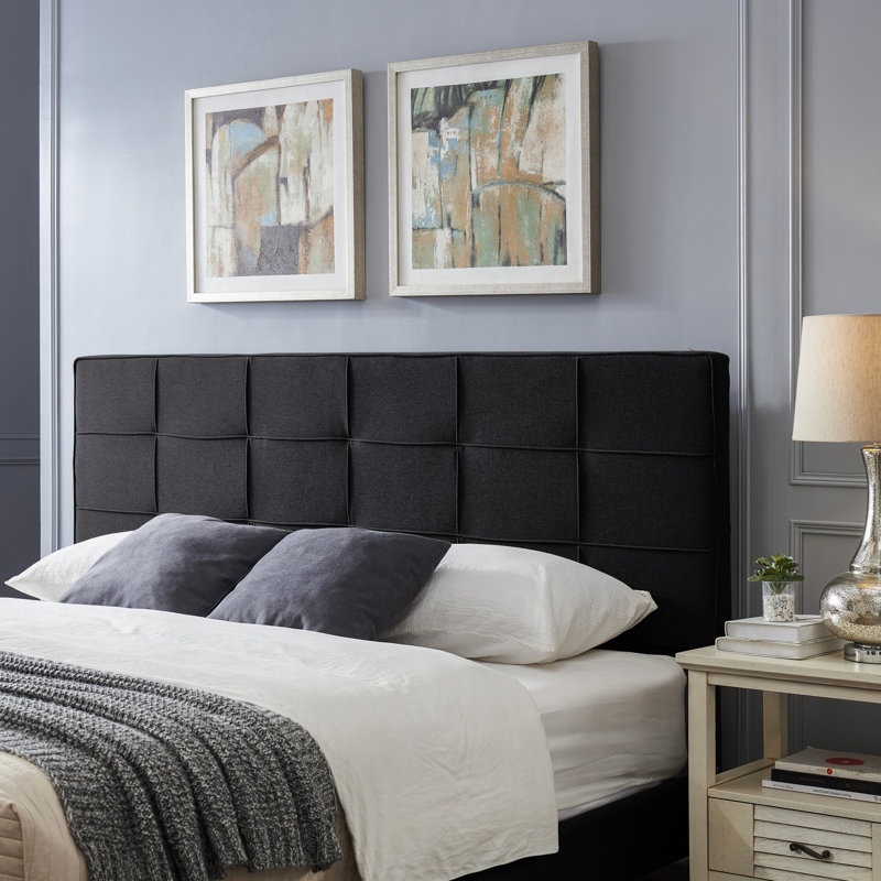 Tête de lit à hauteur ajustable pour lit très grand avec design et réglage contemporain noir, Noir