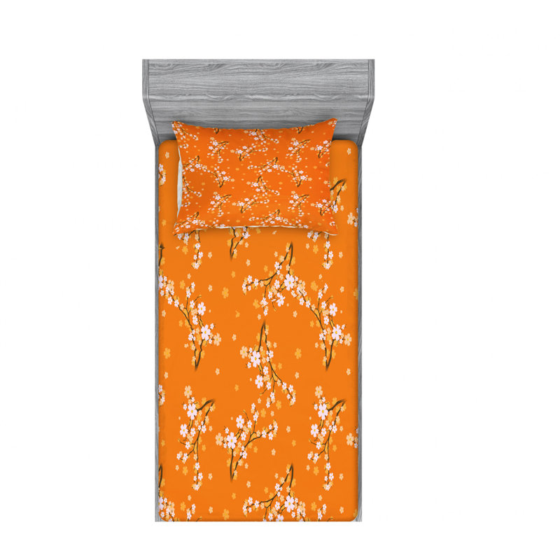Ensemble de draps floraux cerisier en fleurs, Ensemble de draps pour lit simple avec drap-housse