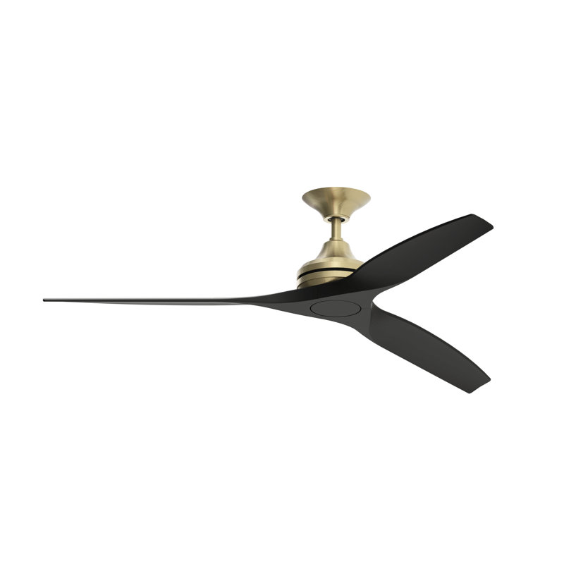 Spitfire 60 inch Indoor/Outdoor Ceiling Fan - Brushed Satin Brass with Black Blades, Black, Brushed Satin Brass
