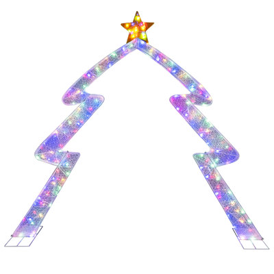 Arche de Noël en forme d'arbre de Noël de 8,8 pi avec attaches à DEL réglables Top Star