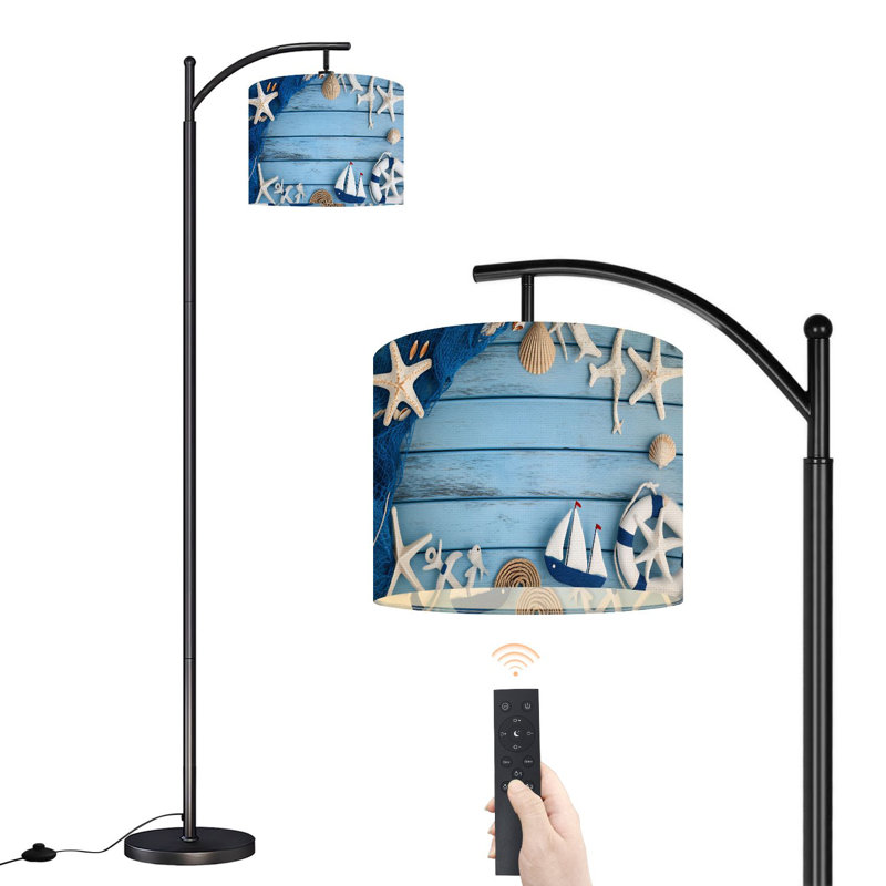 Lampe sur pied à arc avec abat-jour réglable Summer Nautical Seashells
