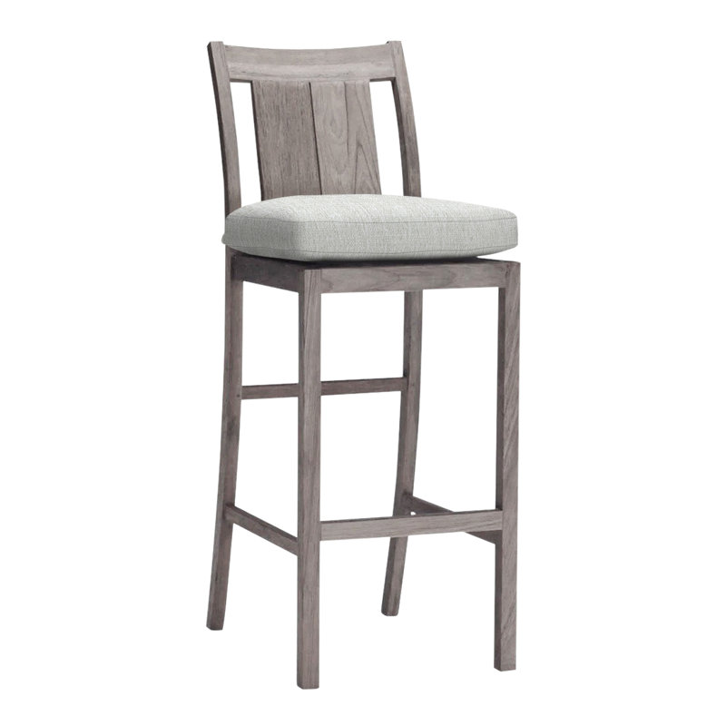 Tabouret de comptoir 24 po Croquet, Pas de soudure, Perle Bali, Teck huître