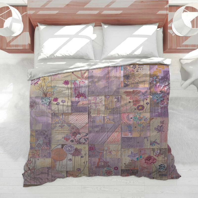 Geometric Floral Collage Comforter, Twin Extra Long