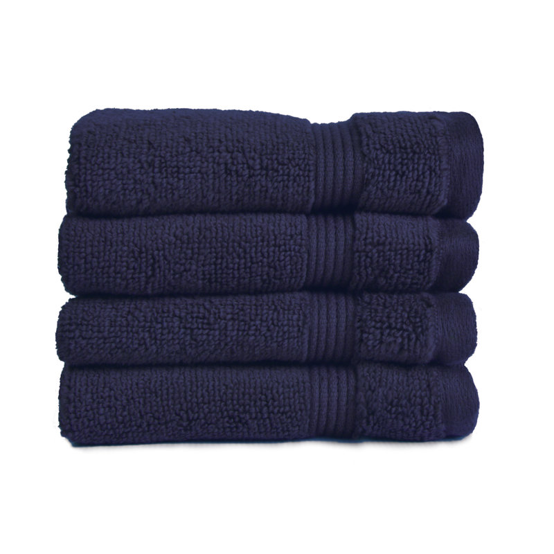 Anishah 4 Piece Egyptian-Quality Cotton Face Cloths Set Quick Dry, Navy