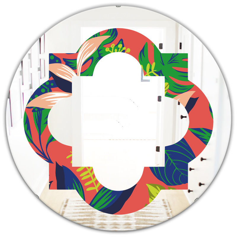 Miroir mural sans cadre Quatrefoil Leaves I Coastal, H 23,6 po x l 23,6 po