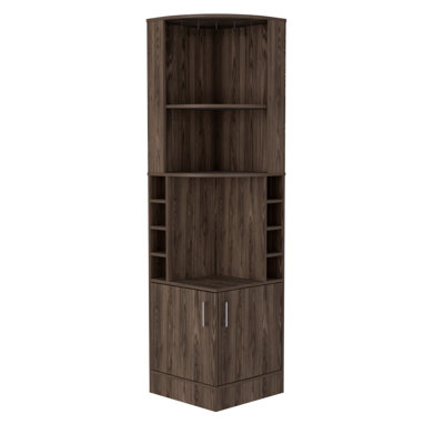 Lollis Syrah Space Efficient Corner Bar Cabinet with 2-Doors