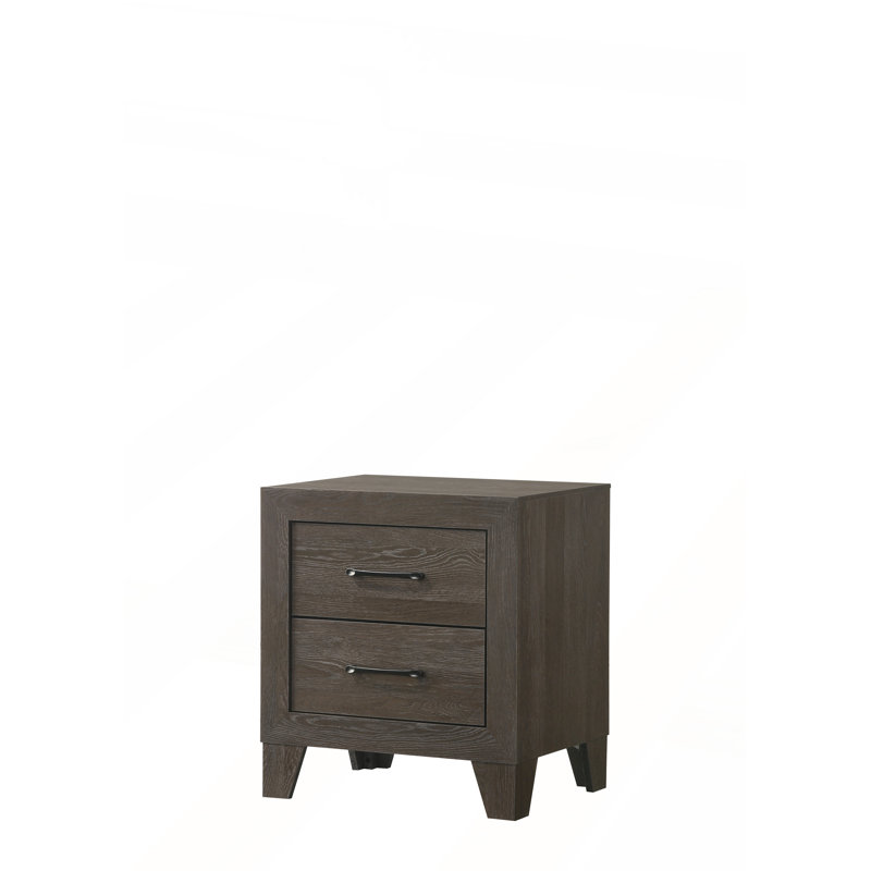 Table de chevet contemporaine à deux tiroirs avec charme rustique pour les chambres modernes, Brown