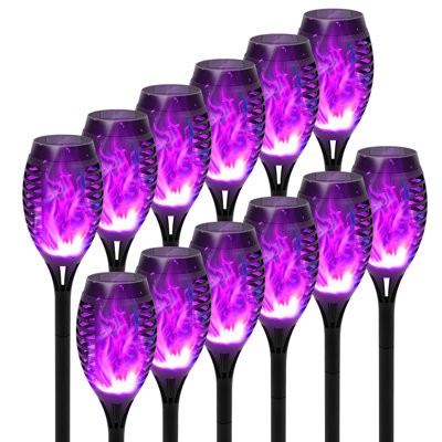 Lumières de flamme torches solaires extérieures bleues solaires pour le décor de jardin, lumières solaires de paysage décoratives pour l'allée de pelouse