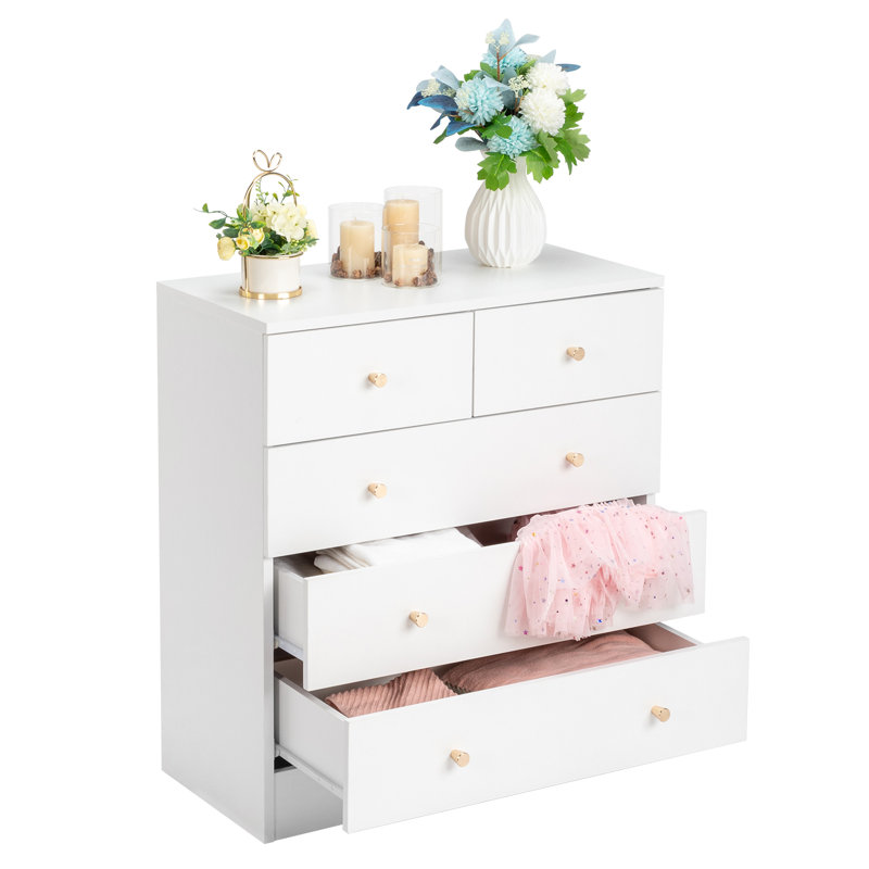 Armoire de rangement à 5 tiroirs Cilegon, Blanc