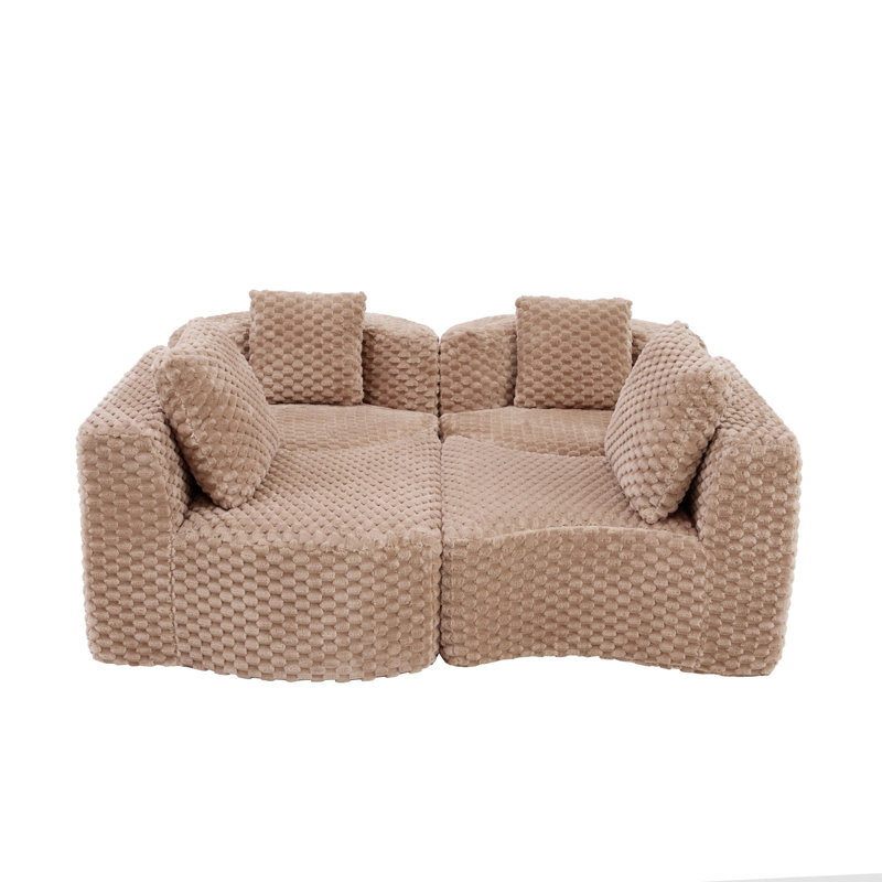 Canapé d'angle modulaire moderne, canapé sans structure, revêtement en peluche douce pour salon, chambre, appartement et petits espaces
