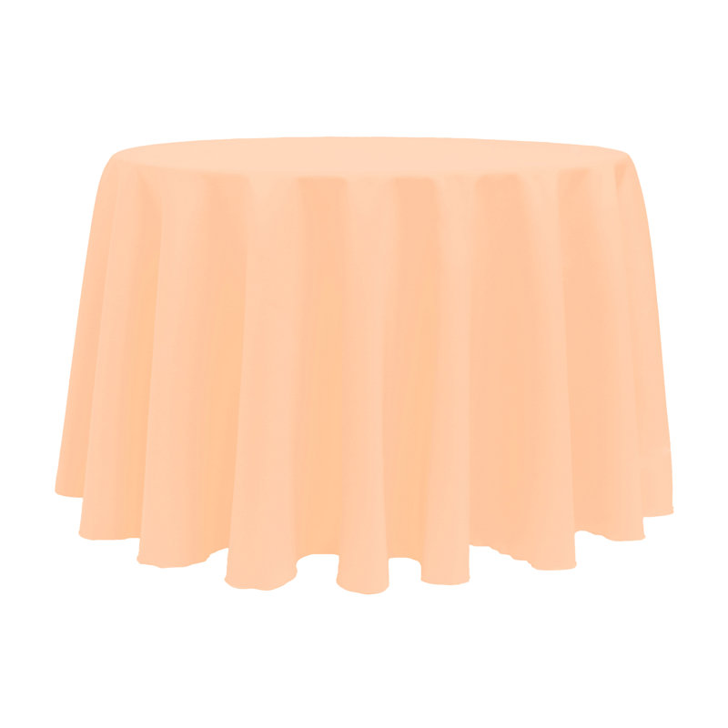 10 Pack Round Polyester Linen Tablecloth, Peach, 114" x 114"