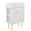 Meuble-lavabo blanc de 21,6 po, armoire combinée, meuble de rangement pour salle de bain, lavabo simple en céramique, rangement à gauche-739497513