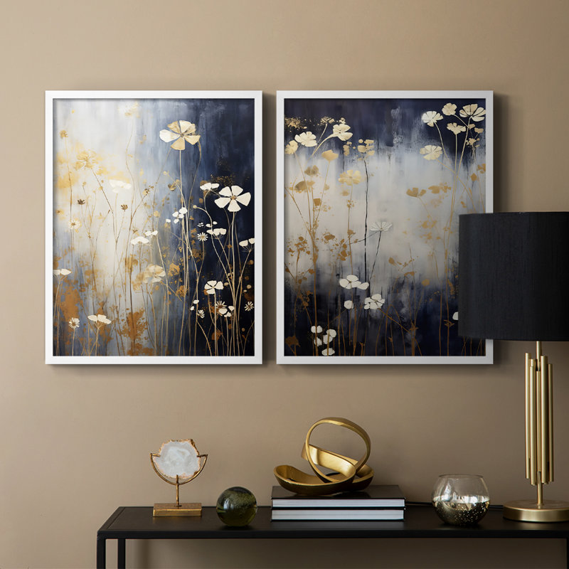 FLORAL Series CCCCXC - reproduction encadrée de qualité supérieure - prête à être accrochée - aucun clou requis - aucun clou requis