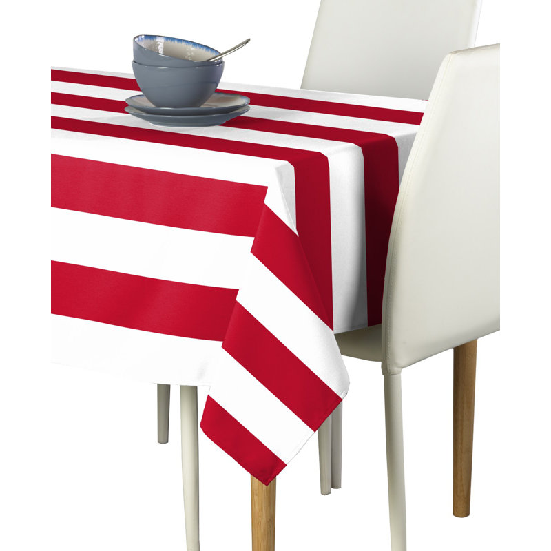Milliken Signature Cotton Striped Tablecloth Rectangular Ervin Stripe, 120" L x 60" W, Red