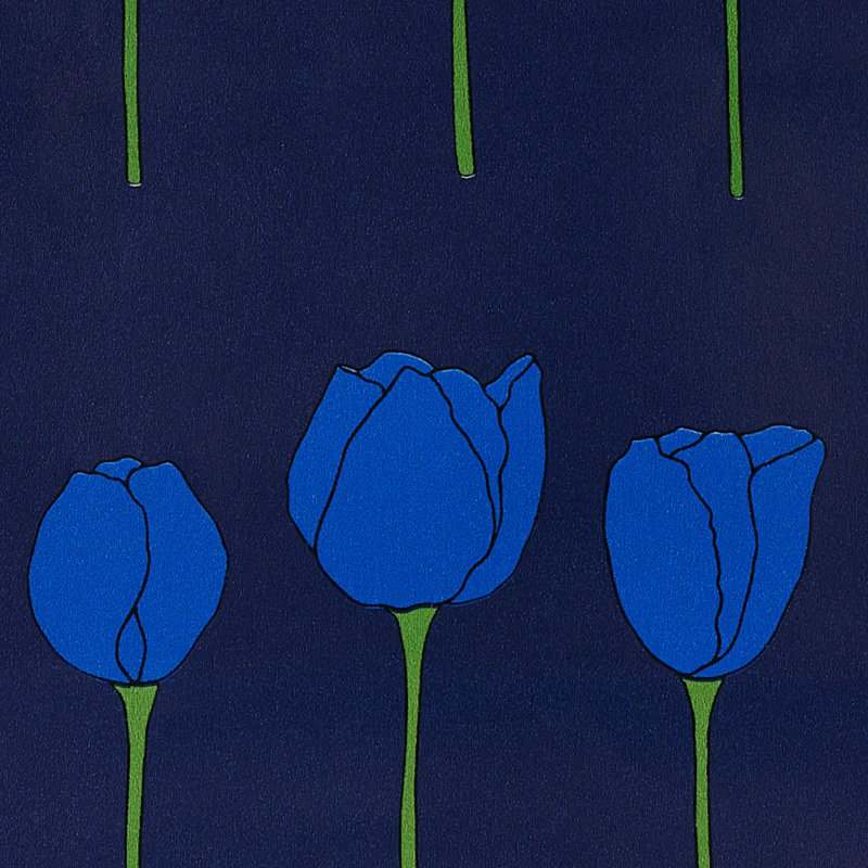 Papier peint Schumacher x Cristina Buckley Edie, Rose / bleu foncé