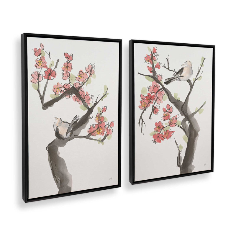 Perchoir silencieux, ensemble de 2 impressions, 36 po x 24 po, Toile avec cadre, Noir satiné
