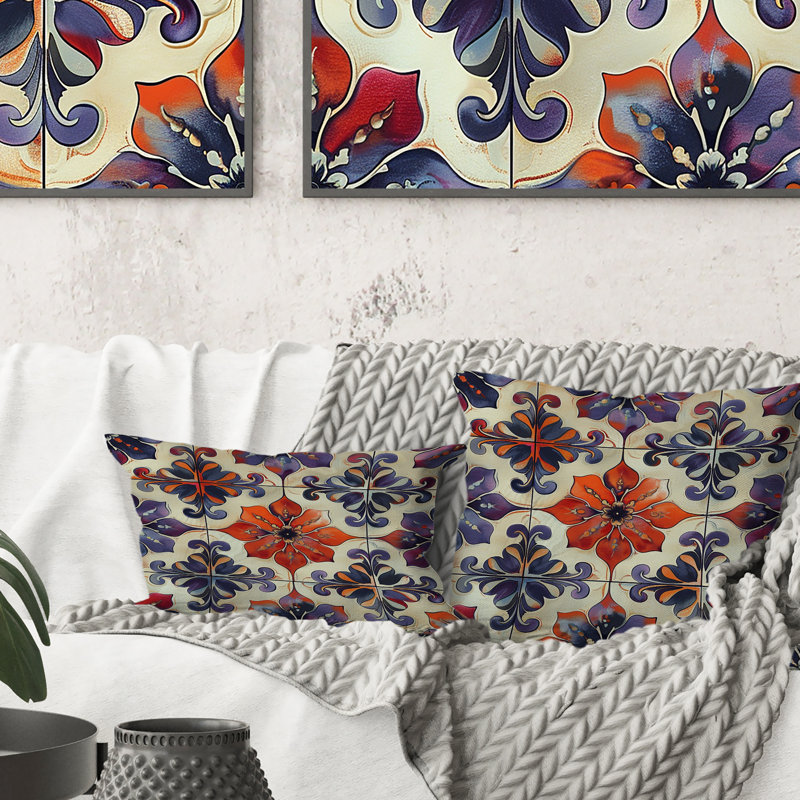 Purple Boho Chic Tiles I - Boho Throw Pillow, 18"H x 18"W