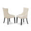 5-Piece Round Dining Table Set Contains a Dining Room Table and 4 Light Beige Linen Fabric Dining Chairs with Button Tufted Back - Black Finish-1531387848