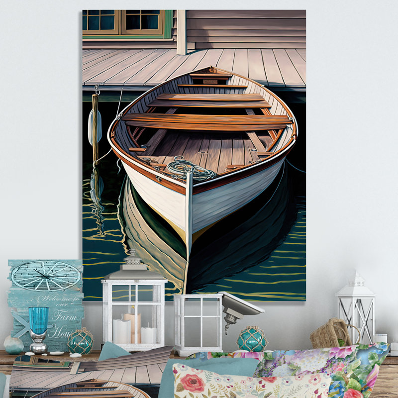 Docked Boat I - reproduction sur toile, H 20 po x l 12 po x P 1 po, Toile tendue
