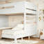Lit simple TG au-dessus de grand lit avec rangement, panneau de fibres à densité moyenne blanc, maison pour enfants moderne