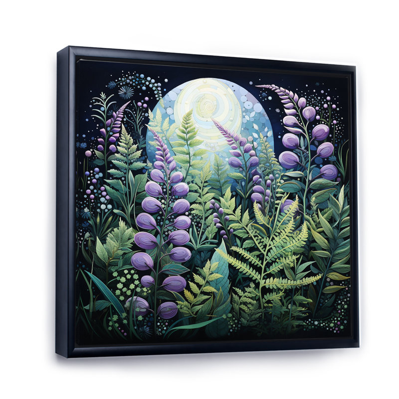 Fougère mauve Cateisha - Ethereal Whispers II - imprimé, Cadre flottant noir, H 24 po x l 24 po x P 1 po