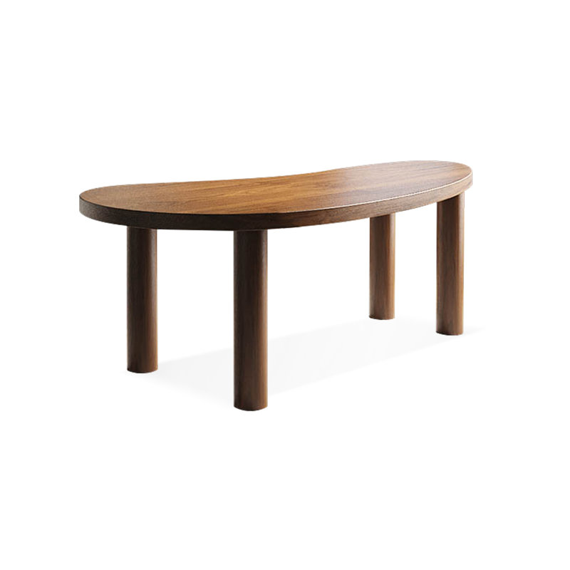 Bureau courbé en bois massif noyer clair, H 29,53 po x l 70,87 po x P 31,5 po