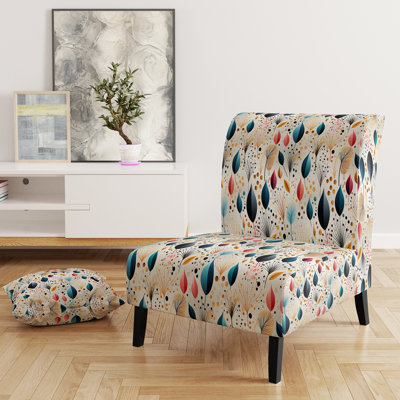 Botanical Pastel Color Flowers Composition - Upholstered Scandinavian Slipper Chair, Botanical Nature Accent Chair