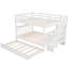 Lit superposé double au-dessus d'un escalier avec lit gigogne simple et rangement - Blanc agrafe pour chambre à coucher-1802740691