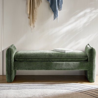 Arlesia 57.5"W Modern Chenille Fabric Easy Assembly Upholstered Bench
