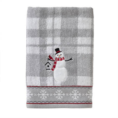 Winter Snowman Towel, Blue and White Towel, Winter Tea Towel