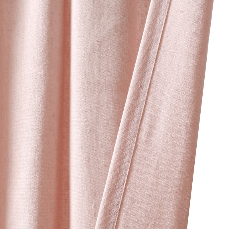 Cotton Blend Semi Sheer Curtain Single Panel, 52"W x 84"L, Blush