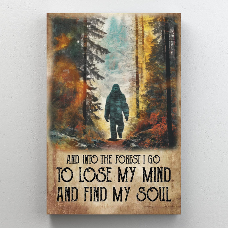 Impression sur toile, "Bigfoot And Into The Forest I Go 2" - 1 pièce, H 14 po x l 11 po x P 1,25 po