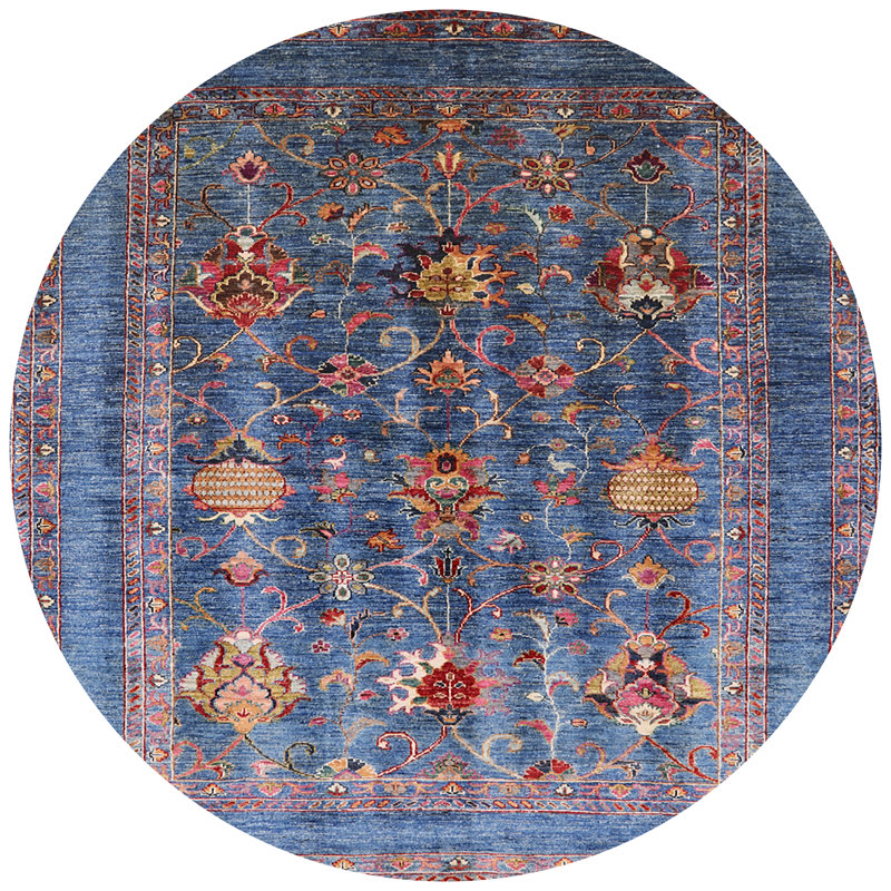 Tapis bleu / gris Ritwik, Rond 5 pi