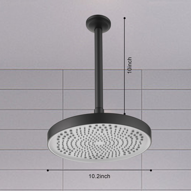 Tête de douche à pluie fixe fixe, fixée au plafond, acier inoxydable, Noir mat