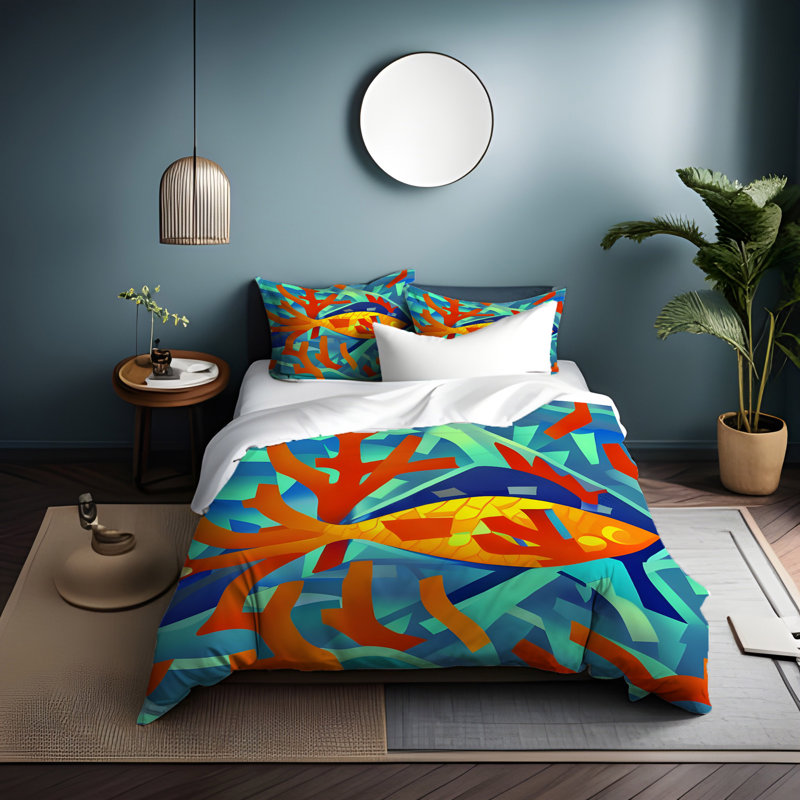 Polyester Abstract Duvet Cover, King Duvet Cover + 2 King Shams