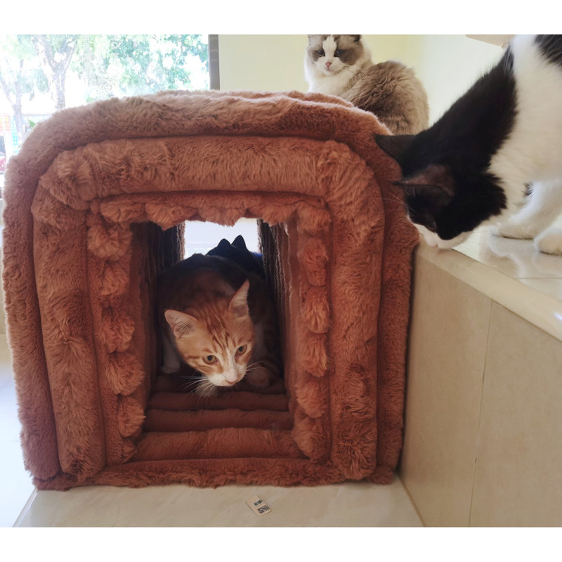 Rangement de fournitures pour animaux de compagnie - Banc en velours côtelé et lapin, cachette pour chats, salon, chambre à coucher, vestibule, banc intérieur creux en arc avec productivité