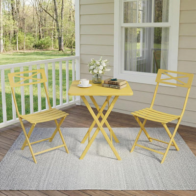 Ensemble bistro 3 pièces pliant - Mobilier de patio intérieur / extérieur avec design peu encombrant pour jardin, balcon