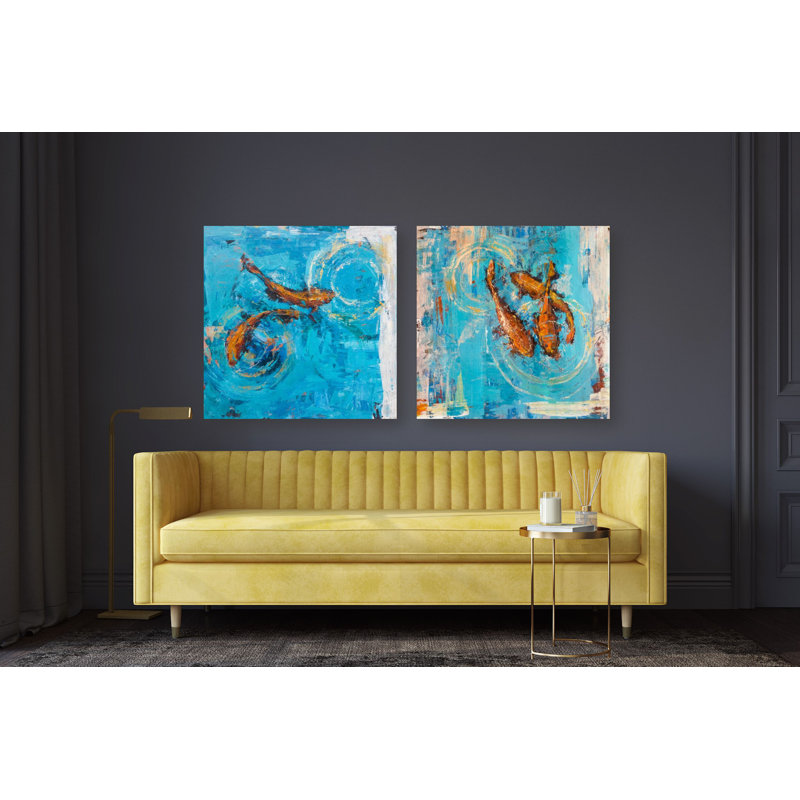 Good Fortune Set II by John Beard - Artist Enhanced Canvas Print, 20" H x 20" W x 3" D, Brown Floater Framed