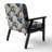 Cobalt Blue Scrollwork Swirls Victorian Pattern II - Upholstered Floral Accent Chair-1244380983