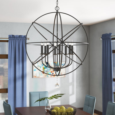 Puma 8 - Light Steel Dimmable Globe Chandelier