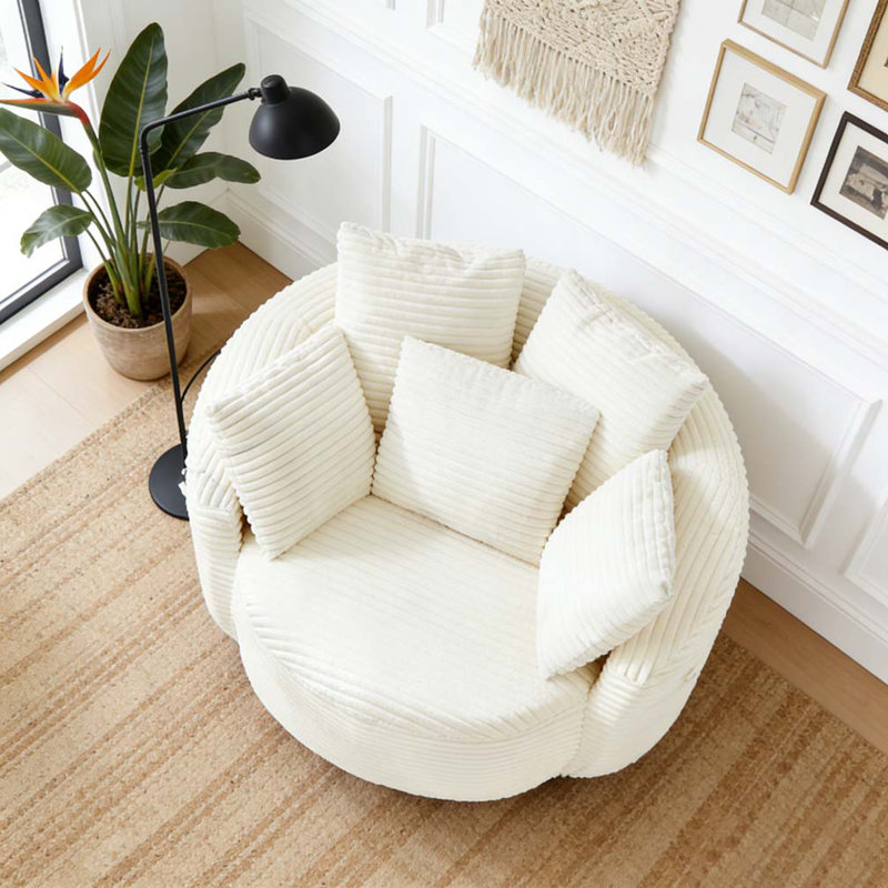 360° Swivel Chair Accent Barrel Chair, Beige