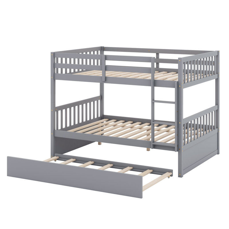 Lit superposé en bois peu encombrant au design gigogne et convertible, Gris