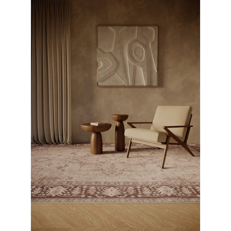 Floriane Area Rug with Non-Slip Backing, Round 7'