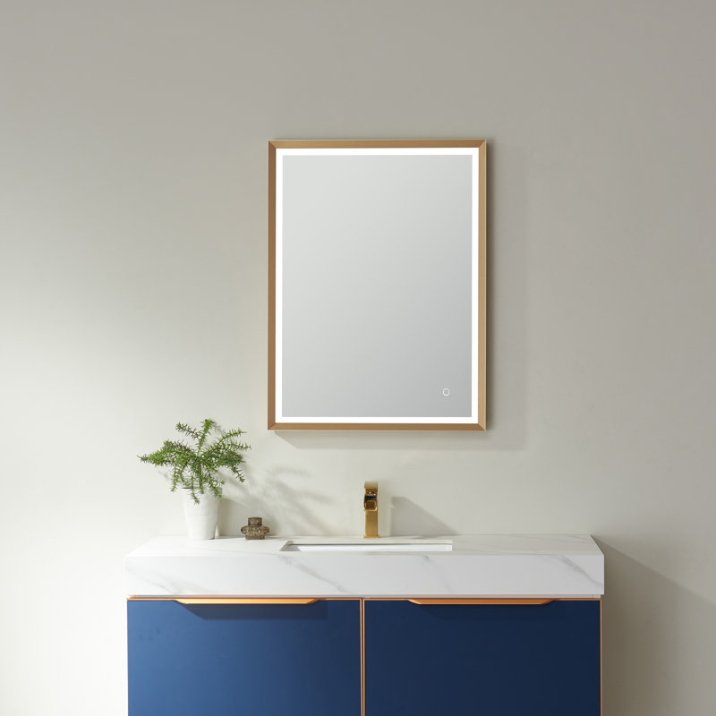 Chavdar Metal Flat Wall Mirror, Matte Gold, 32" x 24"