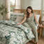 Housse de couette à motif floral vert 100% coton Housse d'édredon décorative émeraude 3 pièces Ensemble de housse de couette botanique vert foncé avec attaches à fermeture à glissière 2 taies d'oreiller Literie à motif floral tropical-123262402