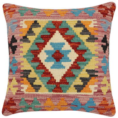 Boho Chic Eleanore Turkish Hand-Woven Kilim Pillow - 18'''' X 18''''