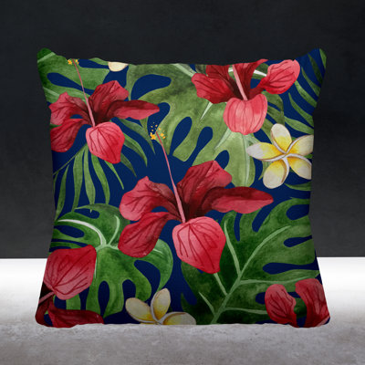 Koi Floral Outdoor Reversible Throw Pillow