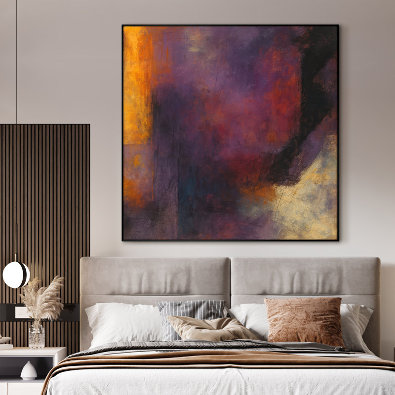 Extra Large Wall Art Fabric Print - Modern Abstract for Contemporary Home Artwork Decor for Living Room or Bedroom - "Frame Assembly Required (Unfinished Frame)"