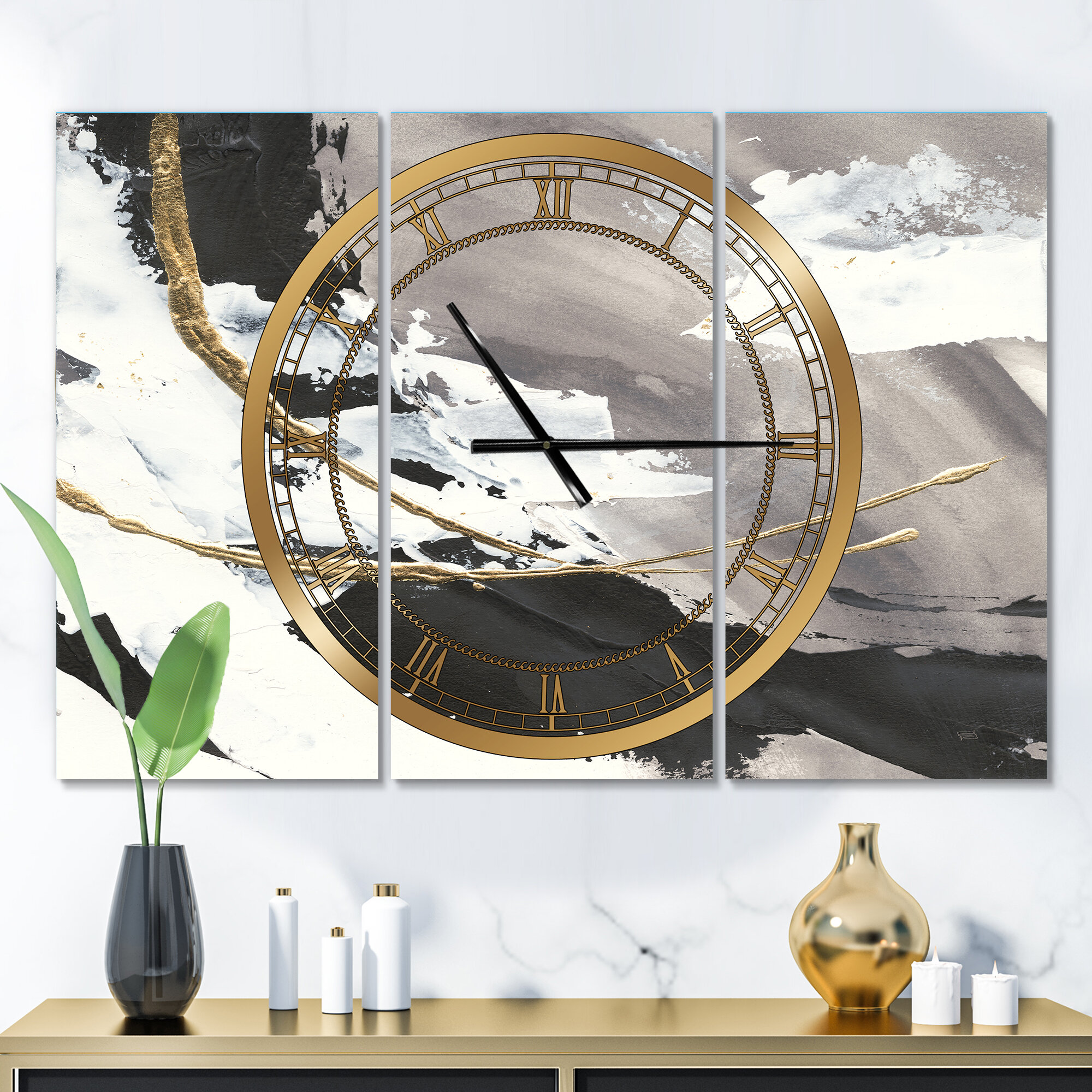 East Urban Home Glam Painted Arcs II - Modern wall clock & Reviews ...